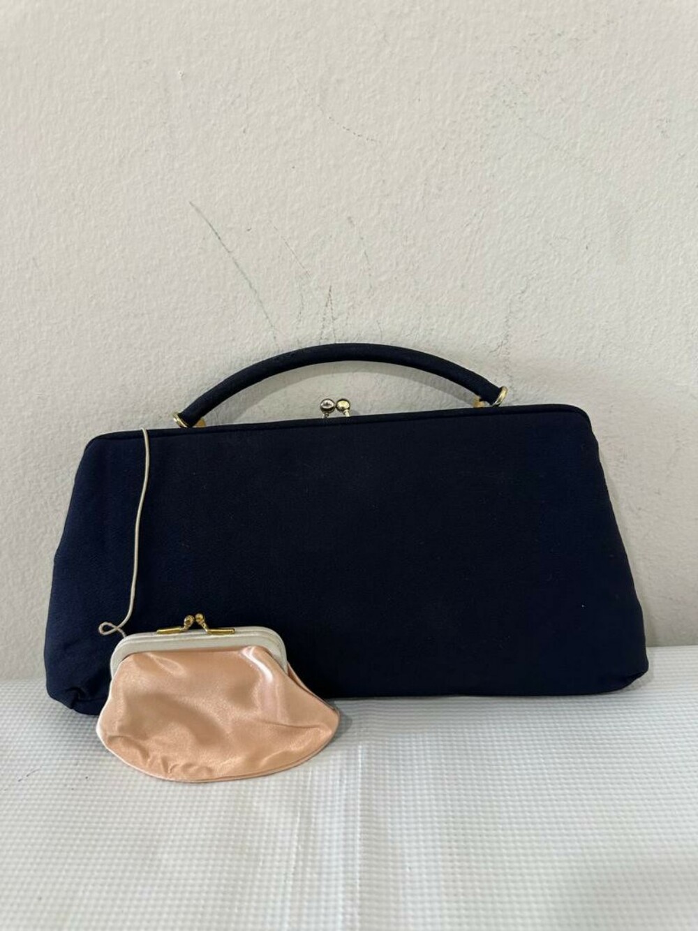 Harry Levine Vintage Mid-CenturyBlue Structured Evening Clutch Bag Top Handle